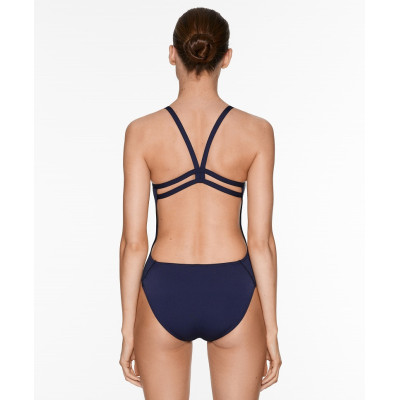 Spaghetti strap open back swimsuits one piece square neck curved beachwear