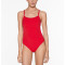 Spaghetti strap open back swimsuits one piece square neck curved beachwear