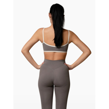 Buttery soft contrast trim yoga bralette padded spaghetti strap sports bra