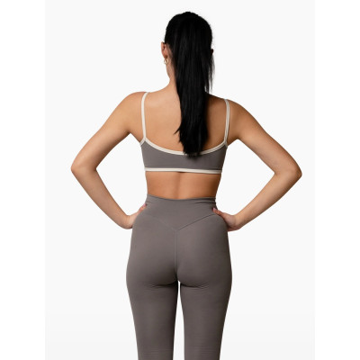 Buttery soft contrast trim yoga bralette padded spaghetti strap sports bra