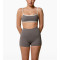 Buttery soft contrast trim yoga bralette padded spaghetti strap sports bra