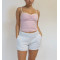 Women's athleisure style padded ruched yoga crop top with spaghetti straps