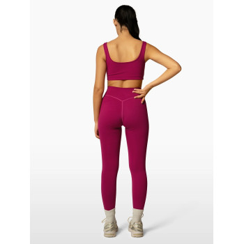 Crossover waistband yoga leggings without front seam high stretchy curvy fitness tights