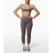Crossover waistband yoga leggings without front seam high stretchy curvy fitness tights