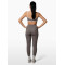 Crossover waistband yoga leggings without front seam high stretchy curvy fitness tights