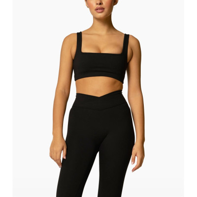 Women's padded reversible sports bra medium support yoga bralette with wide strap