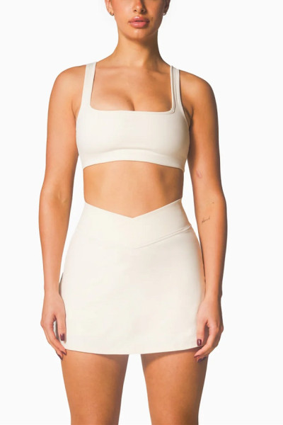 Women's padded reversible sports bra medium support yoga bralette with wide strap