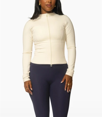 Long sleeve full zipper curve jackets moisture wicking fitted yoga jackets