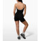 Women's buttery soft contrast trim shorts onesies u back one piece fitness bodysuits
