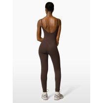 Lower back full length yoga bodysuits with spaghetti straps
