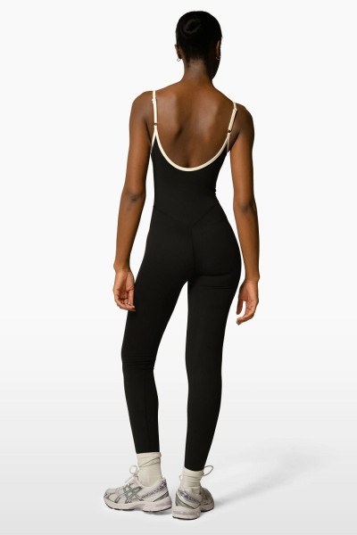 Lower back full length yoga bodysuits with spaghetti straps