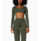 Women's v neck long sleeve bra with removable paddings padded crop top