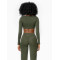 Women's v neck long sleeve bra with removable paddings padded crop top