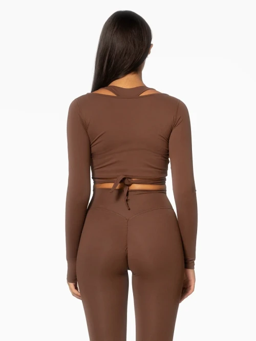 Long sleeve cross over crop top light weight buttery soft yoga crop