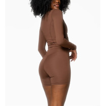 Crossover waist yoga shorts no front seam biker shorts double layer fitness tights