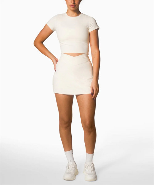 V waist 2 in 1 tennis skirts with undershorts cute mini skorts for women