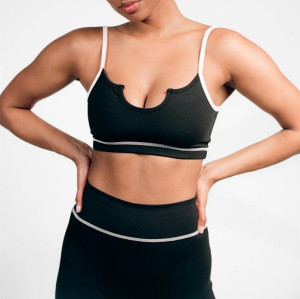 Women's contrast trim sports bra sexy front U shape sexy gym bra