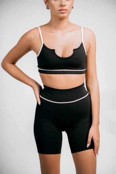 Women's contrast trim sports bra sexy front U shape sexy gym bra