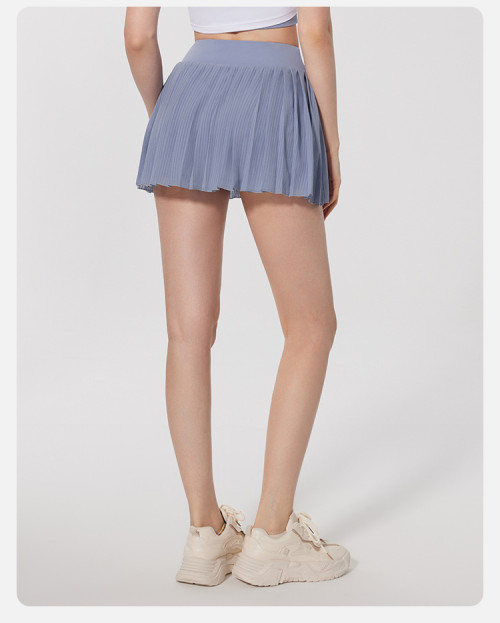 Low MOQ High waisted pleated tennis skirts 2 In 1 flowy dress with pocket undershorts