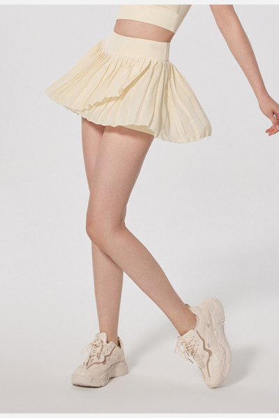 Low MOQ High waisted pleated tennis skirts 2 In 1 flowy dress with pocket undershorts