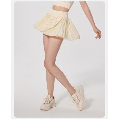 Low MOQ High waisted pleated tennis skirts 2 In 1 flowy dress with pocket undershorts