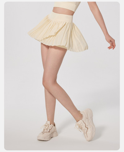 Low MOQ High waisted pleated tennis skirts 2 In 1 flowy dress with pocket undershorts