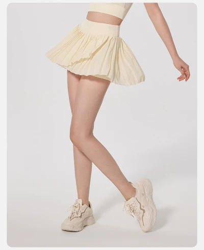 Low MOQ High waisted pleated tennis skirts 2 In 1 flowy dress with pocket undershorts