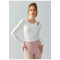 Long sleeve scoop neck cut out athleisure crop tees with padding