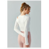 Long sleeve scoop neck cut out athleisure crop tees with padding