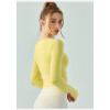 Long sleeve scoop neck cut out athleisure crop tees with padding