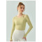 Long sleeve scoop neck cut out athleisure crop tees with padding