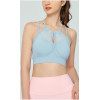 New trendy mesh spliced sports bra medium support fitness crop top for women
