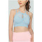New trendy mesh spliced sports bra medium support fitness crop top for women