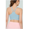 New trendy mesh spliced sports bra medium support fitness crop top for women