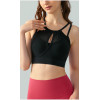 New trendy mesh spliced sports bra medium support fitness crop top for women