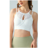 New trendy mesh spliced sports bra medium support fitness crop top for women