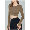 Long sleeve open back padded t shirts with thumb hole
