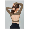 Long sleeve open back padded t shirts with thumb hole