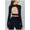 Long sleeve open back padded t shirts with thumb hole