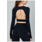 Long sleeve open back padded t shirts with thumb hole