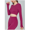 Long sleeve open back padded t shirts with thumb hole