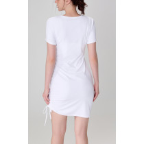 Short sleeve ruched dresses lightweight super stretchy active dresses
