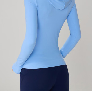 Breathable high stretchy fitness hoodies with thumb hole