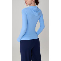 Breathable high stretchy fitness hoodies with thumb hole