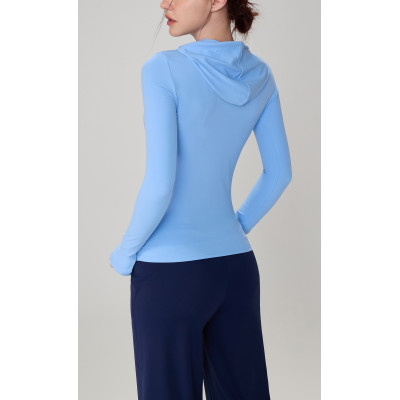 Breathable high stretchy fitness hoodies with thumb hole