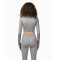 Lightweight long sleeve scoop neck yoga crop top full coverage mositure-wicking sports tees