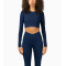 Lightweight long sleeve scoop neck yoga crop top full coverage mositure-wicking sports tees