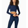 Lightweight long sleeve scoop neck yoga crop top full coverage mositure-wicking sports tees