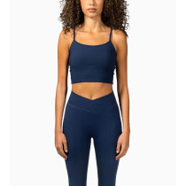 Scoop neck padded tank with spaghetti straps sleeveless cropped bra top