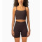 Scoop neck padded tank with spaghetti straps sleeveless cropped bra top